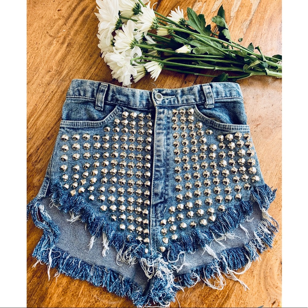 Vintage Studded Cheeky Jean Shorts Coachella